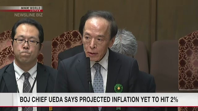 BOJ chief Ueda says projected inflation yet to hit 2%