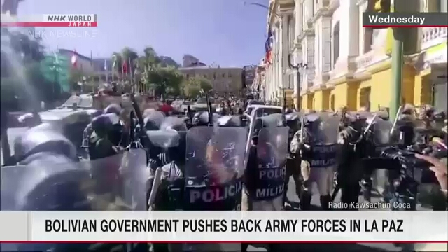 Soldiers temporarily take over central square in Bolivia's La Paz