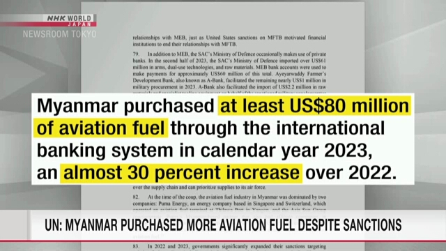 UN: Myanmar purchased more aviation fuel despite sanctions