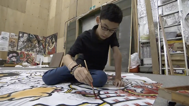 Japanese junior high school artist prepares for Neputa festival