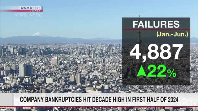 Company failures in Japan hit decade high in first half of 2024