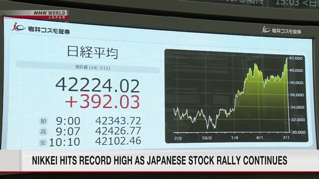 Nikkei hits record high as Japanese stock rally continues