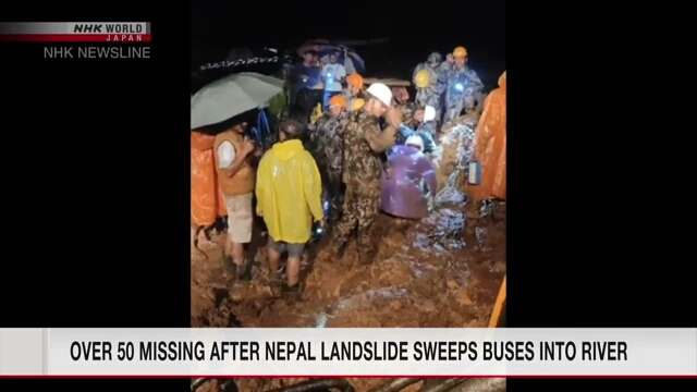 Over 50 missing after Nepal landslide sweeps buses into river