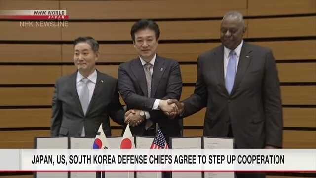 Japan, US, South Korea defense chiefs agree to step up cooperation