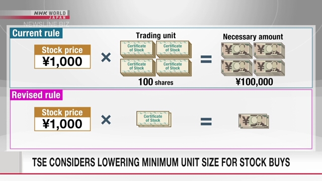 TSE considers lowering minimum unit size for stock buys