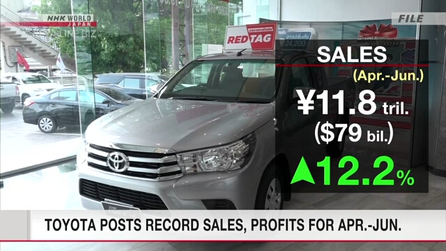 Toyota posts record sales, profits for Apr.-Jun.