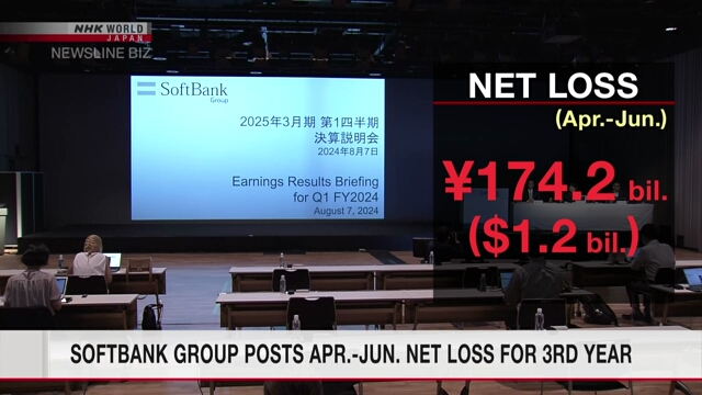 SoftBank Group posts Apr.-Jun. net loss for 3rd year