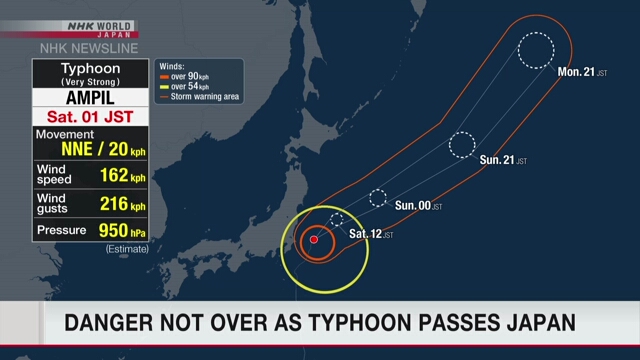 Danger not over as typhon pases Japan