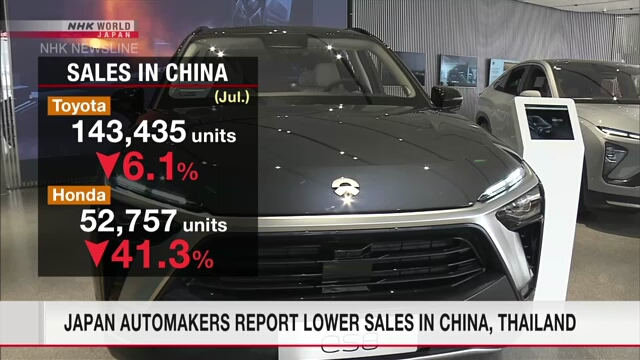 Japan automakers report lower sales in China, Thailand