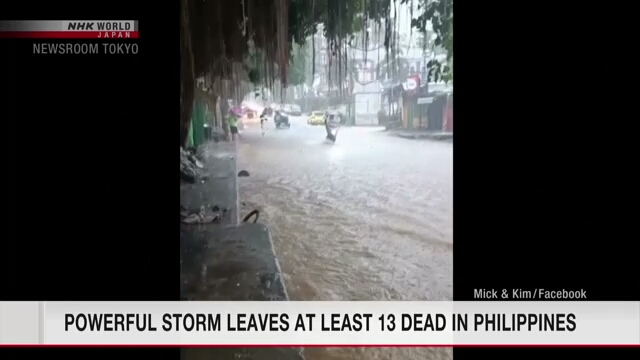 Powerful storm leaves at least 13 dead in Philippines