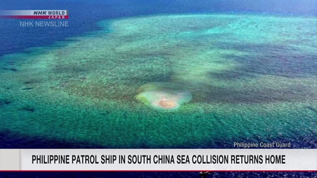 Philippine patrol ship involved in collision with Chinese vessel returns to port