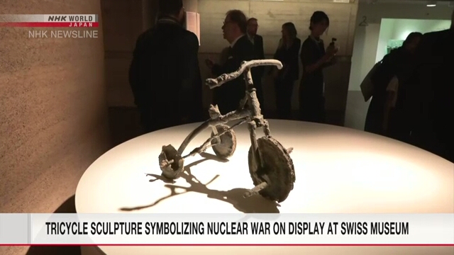 Swiss museum displays tricycle sculpture inspired by atomic bombing of Hiroshima