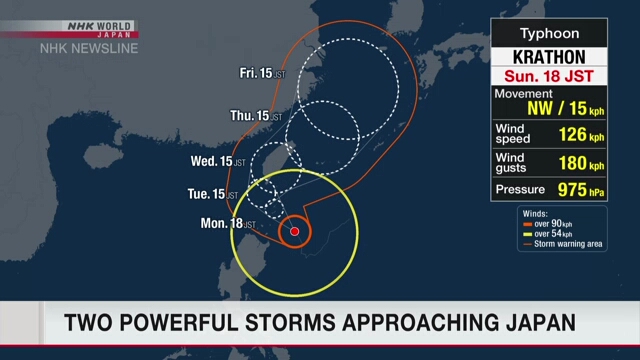 Two powerful storms approaching Japan