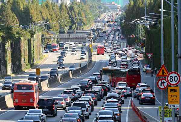 Heavy Traffic with Homebound Travelers for Chuseok