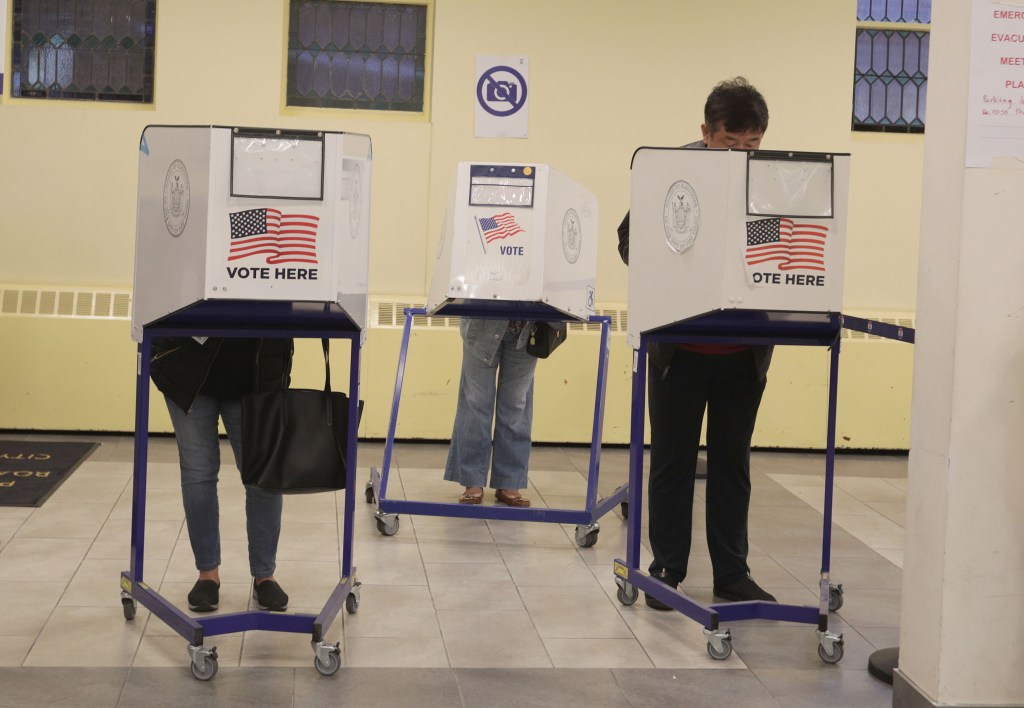 People voting early in at St. Luke Roman Catholic Church in Queens on Oct. 26, 2024.