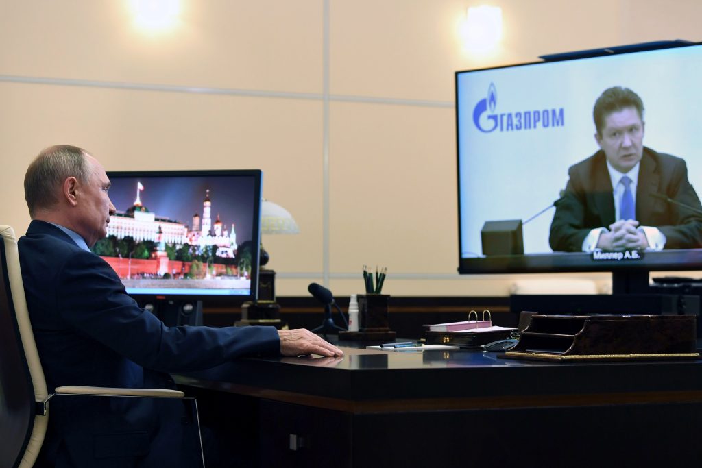 Photo: Russian President Vladimir Putin takes part in a video conference call with Chief Executive of Gazprom company Alexei Miller at the Novo-Ogaryovo state residence outside Moscow, Russia January 19, 2021. Credit: Sputnik/Alexei Nikolsky/Kremlin via REUTERS