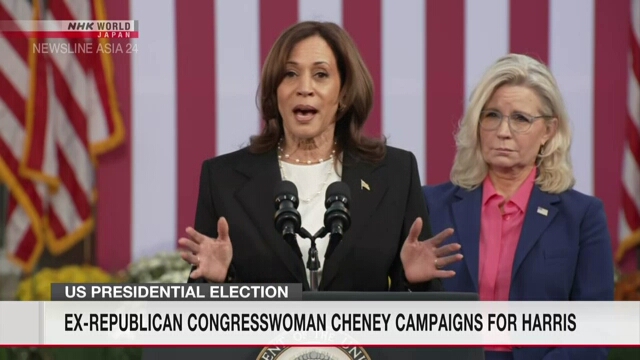 Republican Liz Cheney campaigns with Democratic candidate Harris