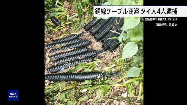 Tokyo police arrest 4 Thais on suspicion of stealing copper cables