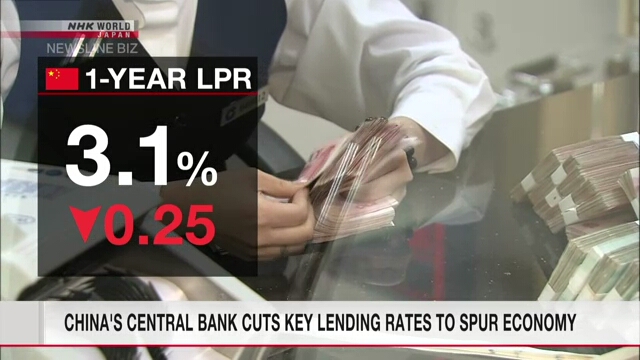 China's central bank cuts key lending rates to spur economy