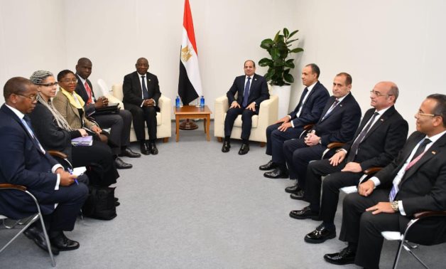 Egyptian President Abdel Fattah El-Sisi and South African President Cyril Ramaphosa meet on the sidelines of the BRICS summit in Kazan, Russia - Egyptian Presidency