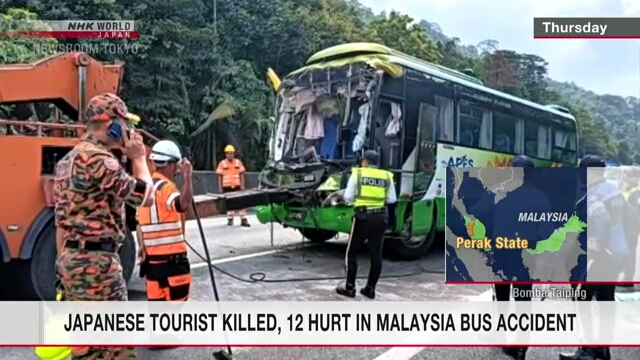 Japanese tourist killed, 12 hurt in Malaysia bus accident