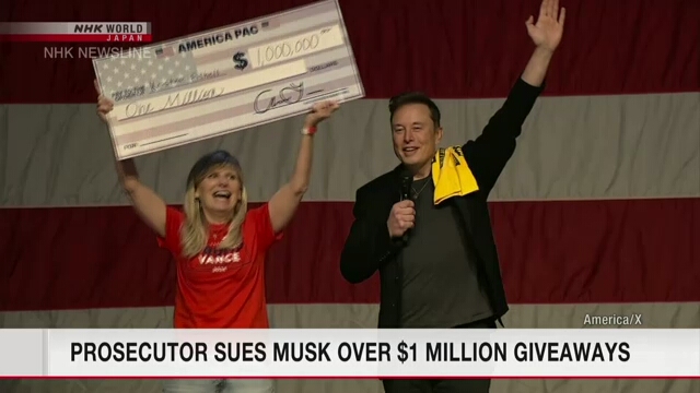 Elon Musk sued by prosecutor over $1 million giveaways