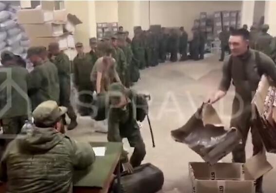 Ukraine’s Centre for Strategic Communication (SPRAVDI) released footage on Oct. 18, 2024, showing what it said appeared to be North Korean soldiers receiving equipment. (still from SPRAVDI footage posted on X)