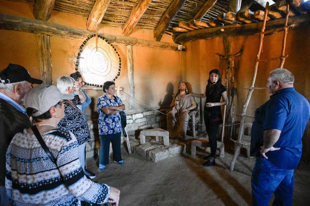 Elissaveta Slavova, 36, guides tourists in the Historical Park in the village of Neofit Rilski, north-east Bulgaria October 10, 2024. — AFP pic