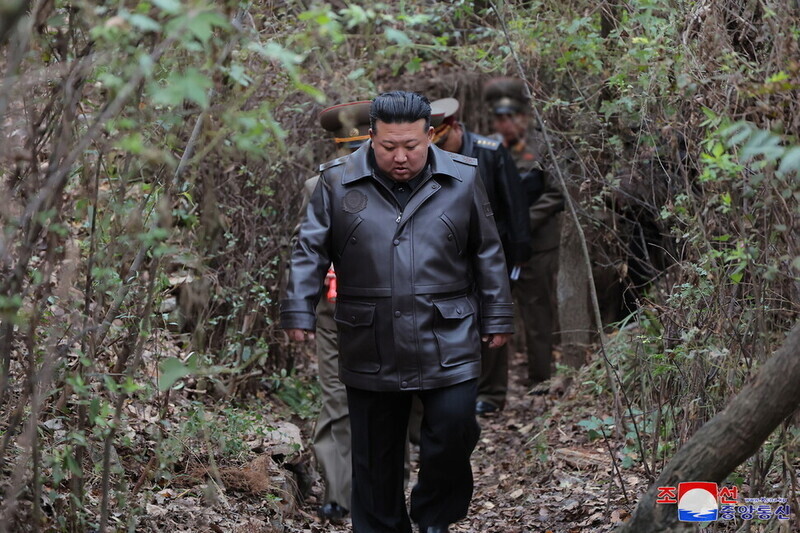 North Korean leader Kim Jong-un inspects a strategic missile base in an undisclosed location on Oct. 23, 2024. (KCNA/Yonhap)