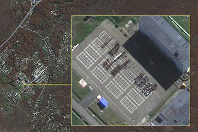 The Russian military facility at Ussuriysk, near Vladivostok, where South Korea's National Intelligence Service reported seeing North Korean military personnel gathered on the training ground, in a satellite image released by Airbus Defence and Space, October 18, 2024.