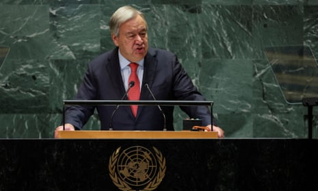 UN chief António Guterres addresses the general assembly last month