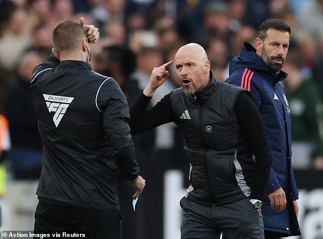 Ten Hag was irate with the officials after a controversial late penalty was awarded to West Ham