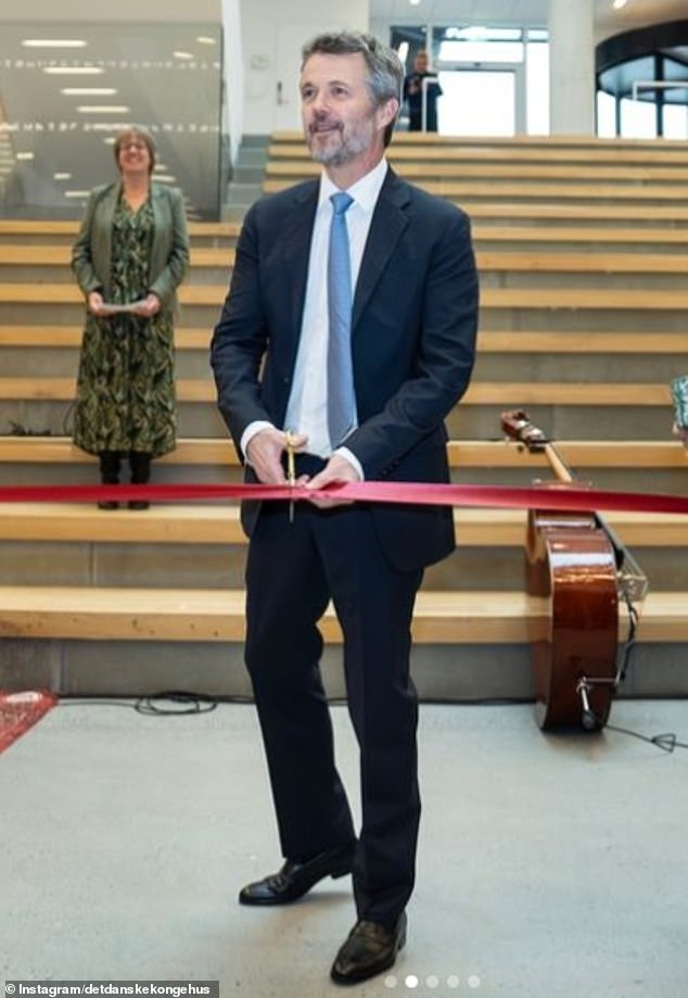 It's unclear if the rest of her family have joined the radiant royal for her trip Down Under, however Frederik was pictured opening a University of Copenhagen building in the Danish capital yesterday, according to the Royal Family 's Instagram page (pictured)