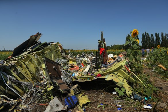  Debris from Malaysian Airlines flight MH17 in eastern Ukraine in 2014. The tragedy has forever changed Mark Rutte’s worldview.