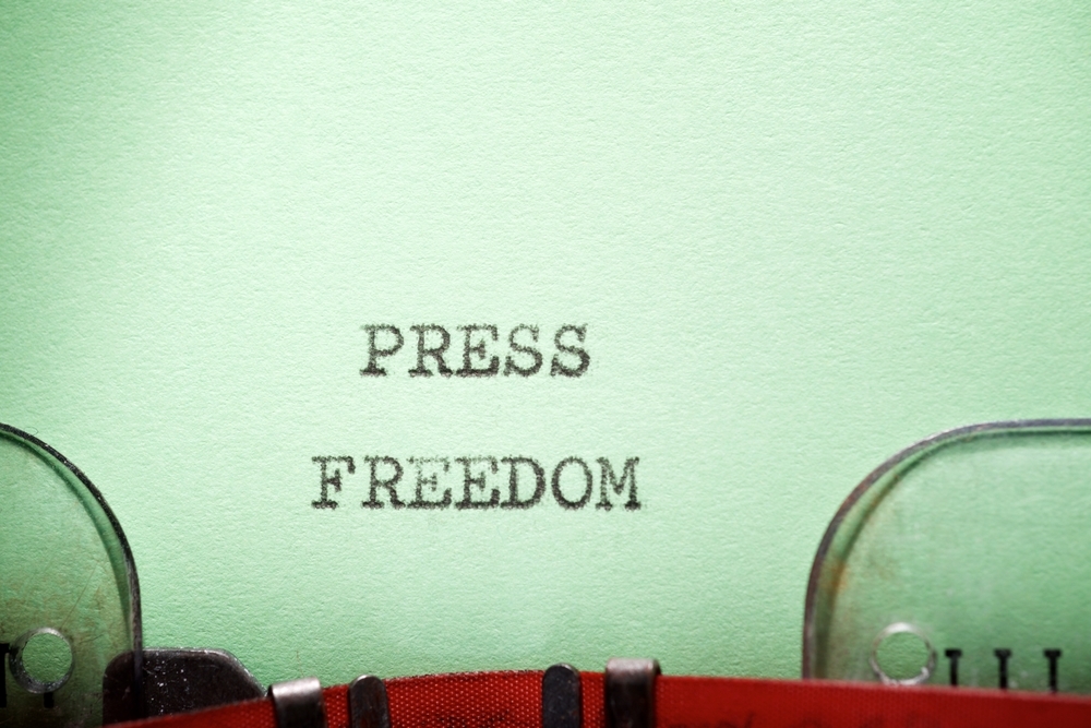 Press freedom text written with a typewriter