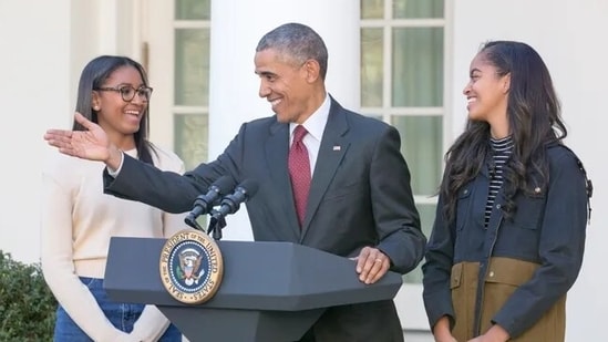 Latest entertainment news on October 28, 2024: Former US President Barack Obama with daughters Sasha and Malia.