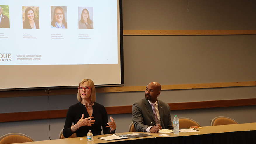 Lt. Gov. Suzanne Crouch and Dr. Jerome Adams