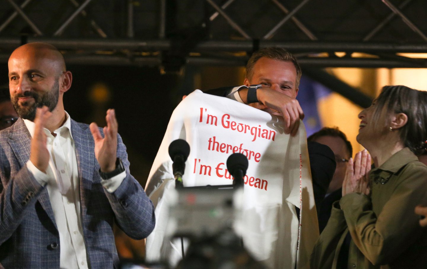 Gabrielius Landsbergis takes part in protest