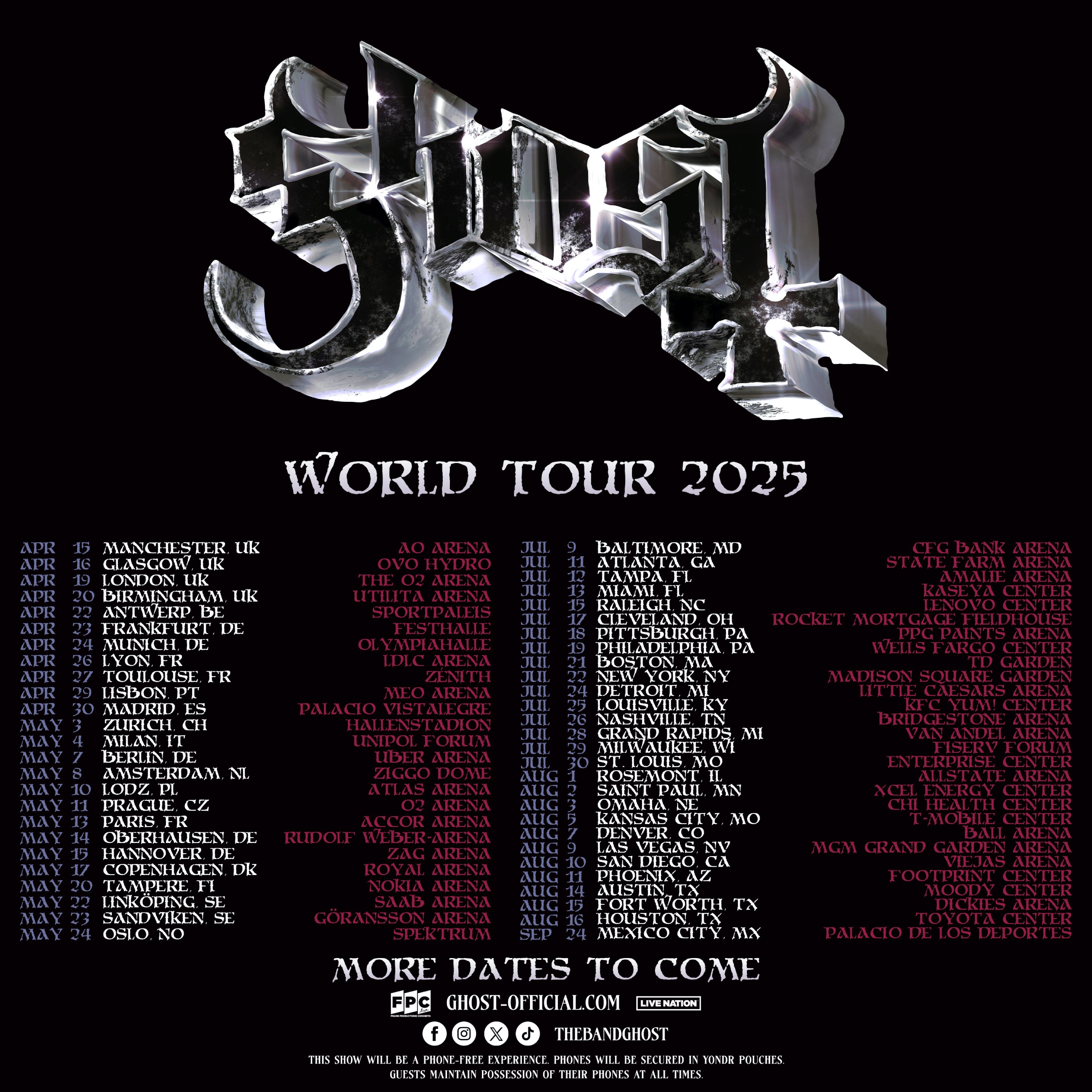 Ghost world tour dates