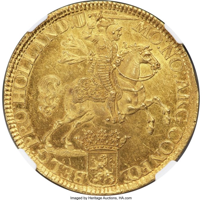 Holland. Provincial gold Proof Pattern Ducaton (Silver Rider) 1672 PR63