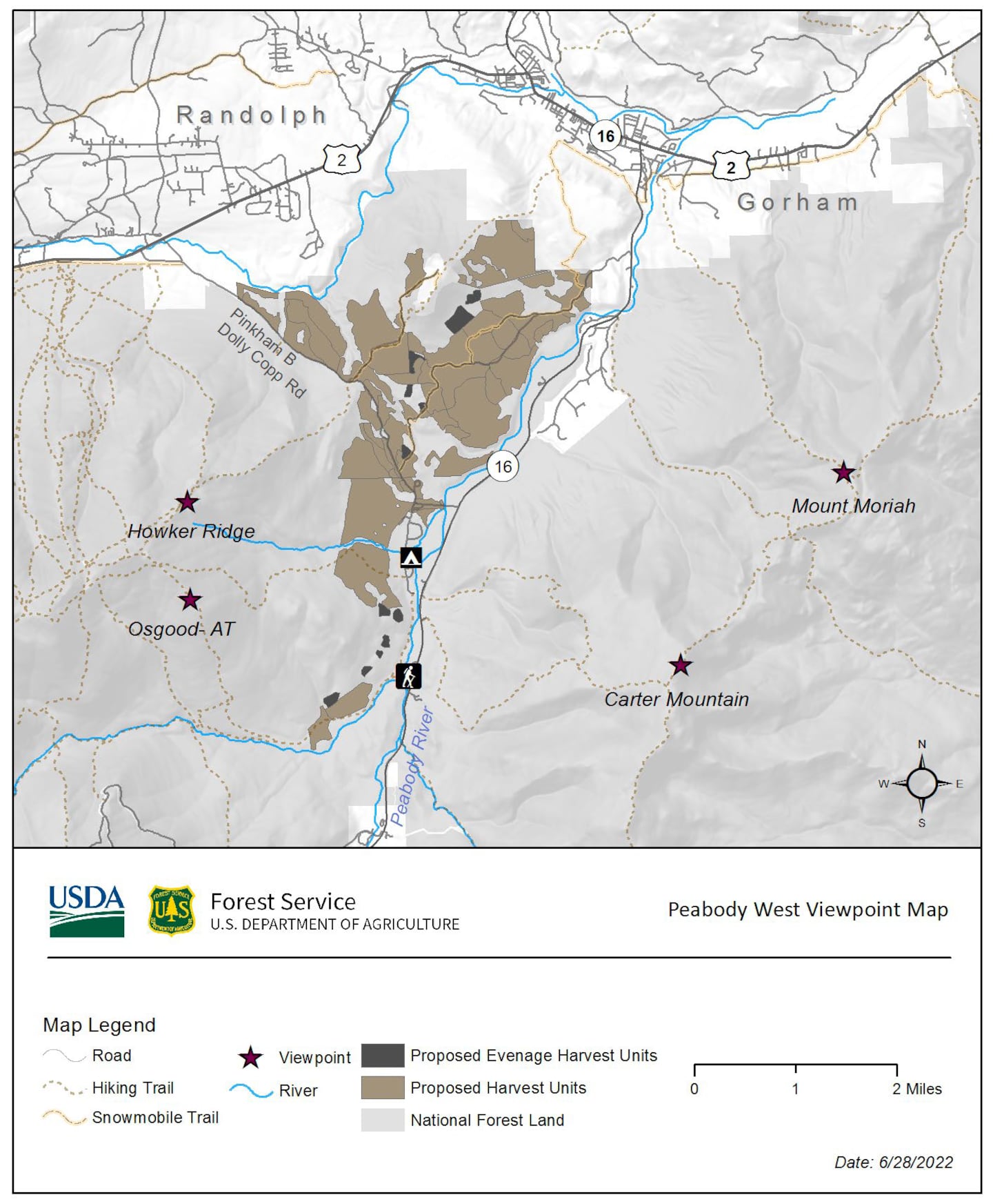 The plan for the Peabody West Project in the White Mountain National Forest.