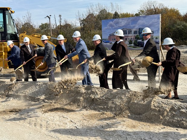 Franciscan Health officials break ground for a new 82,881-square-foot medical building on Tuesday, Oct. 29, 2024, just north of Ivy Tech Community College's campus in Valparaiso. (Doug Ross/for Post-Tribune)