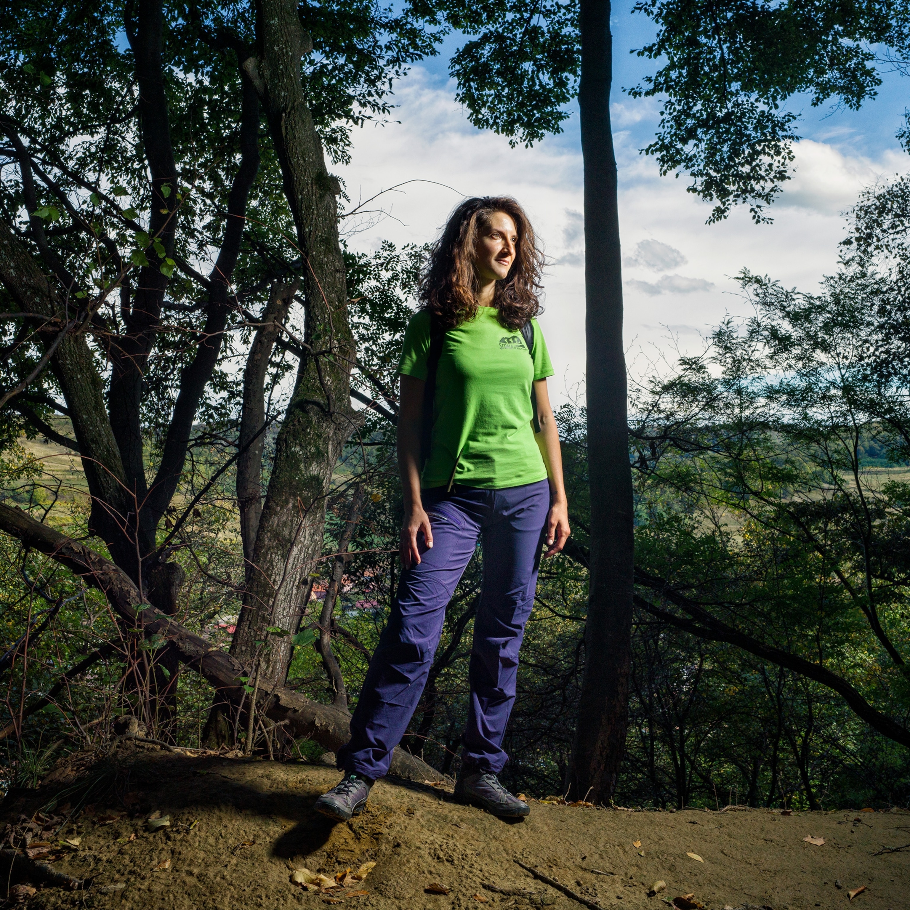 Portrait of Anca Burduhos along the Via Transilvanica close to the Biertan village in Transilvania.