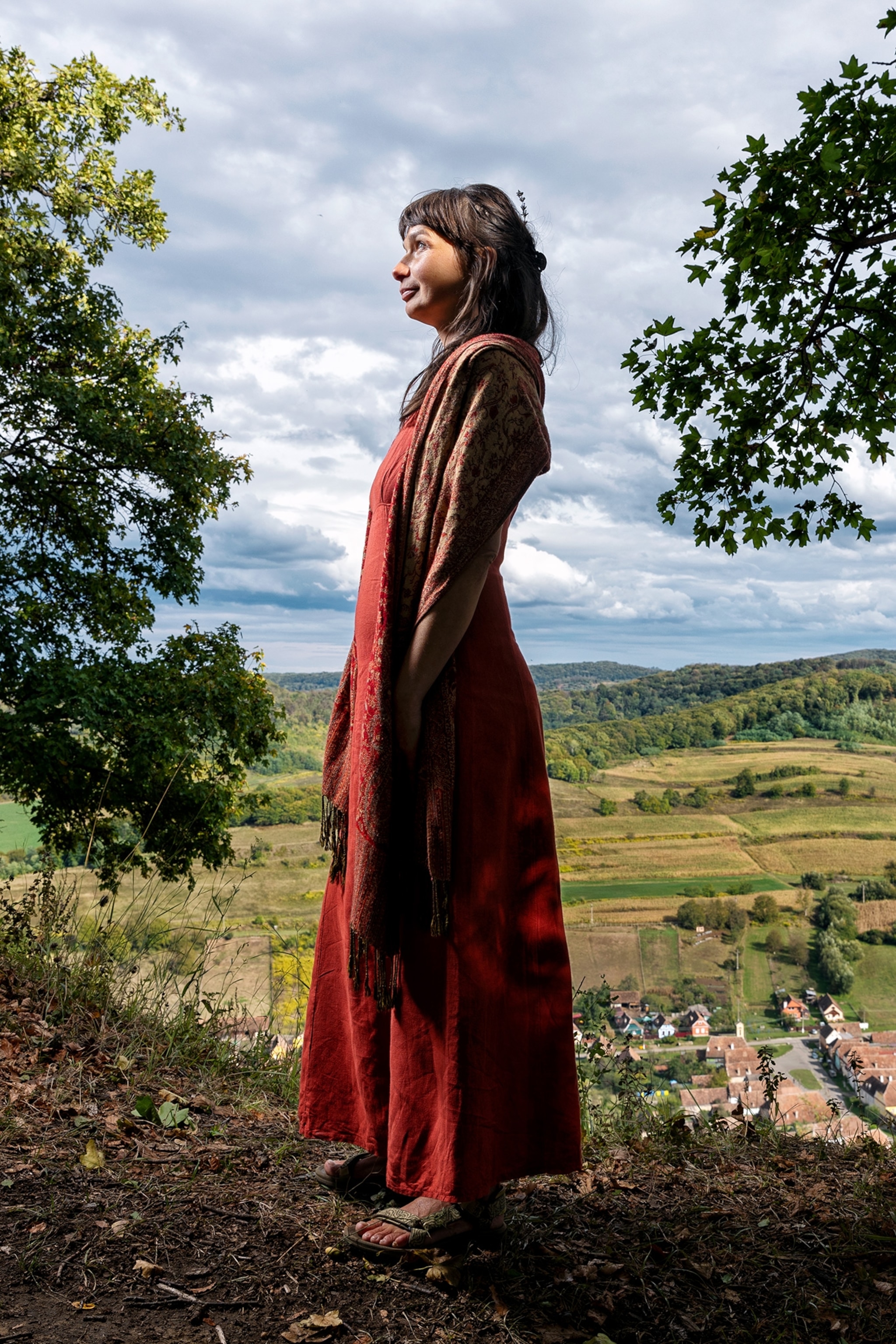 Portrait of Mihaela Andreea Rusu along the Via Transilvanica close to the Biertan village in Transilvania.