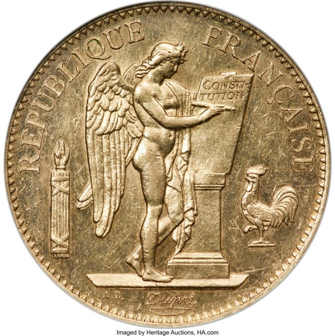 Republic gold 100 Francs 1894-A MS61