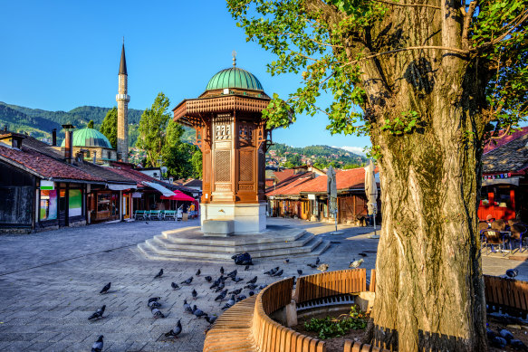 The century-old wooden fountain, or sebilj, in Bascarsija square is a symbol of old Sarajevo.