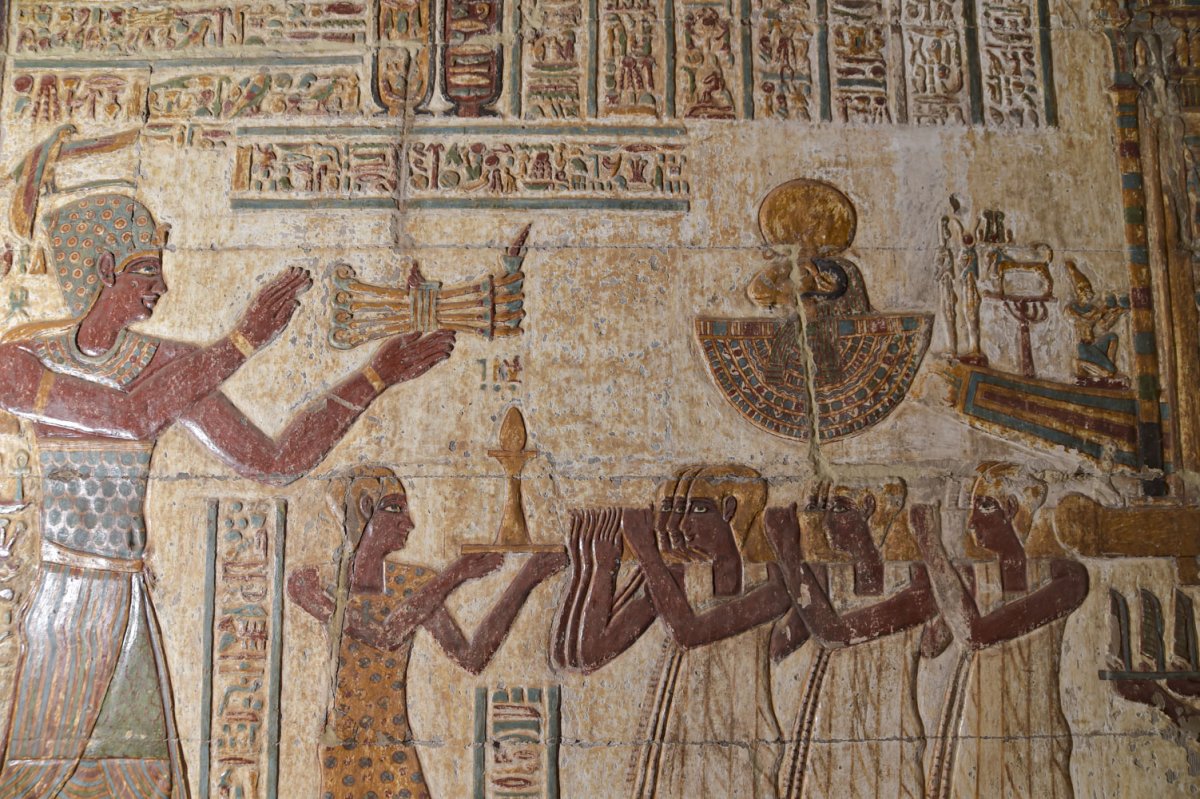 An ancient Egyptian artwork in a temple