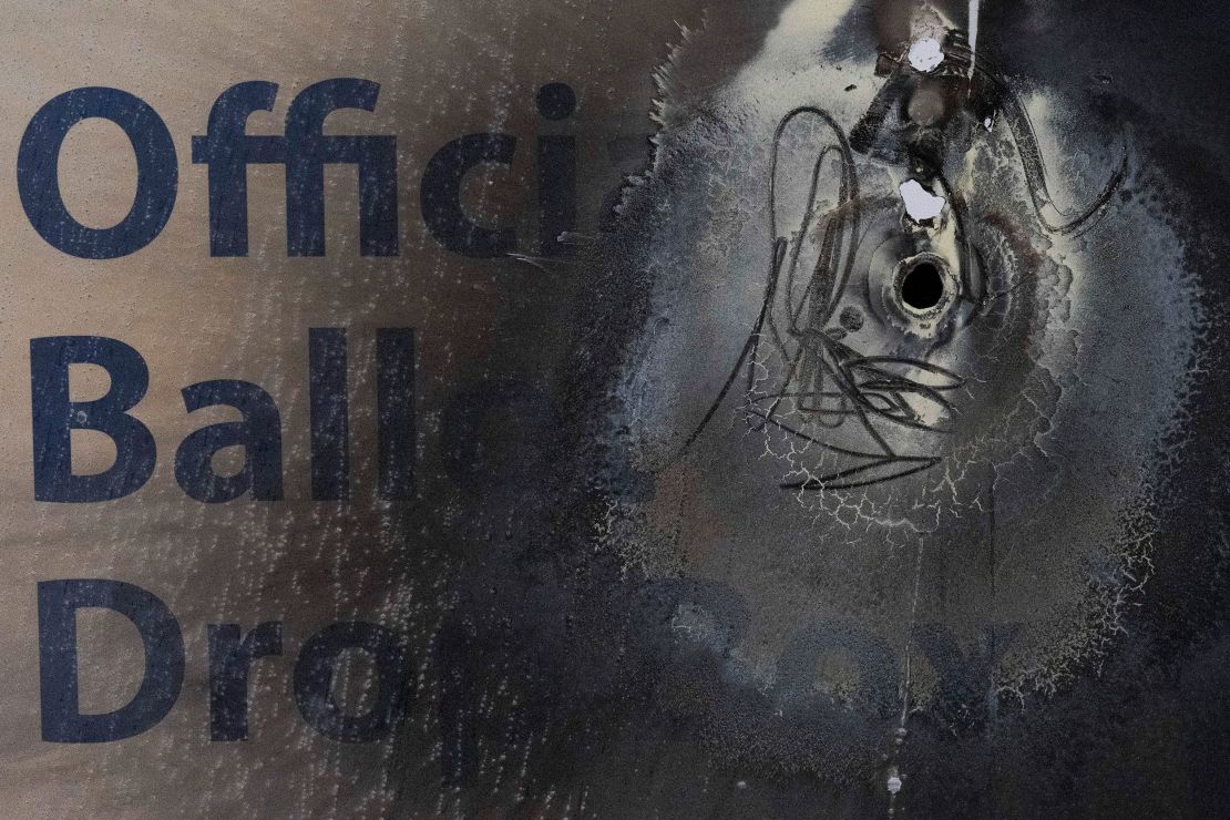 A damaged ballot drop box is displayed during a news conference at the Multnomah County Elections Division office on Monday in Portland, Oregon.