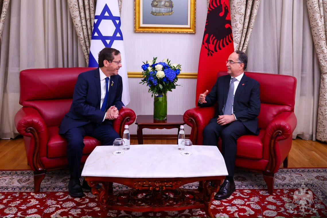 Israeli President Isaac Herzog visiting Albanian President Bajram Begaj in Tirana, Albania.