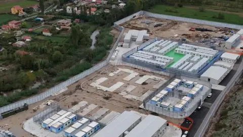 Reuters A drone view of the camp for irregular migrants in Albania